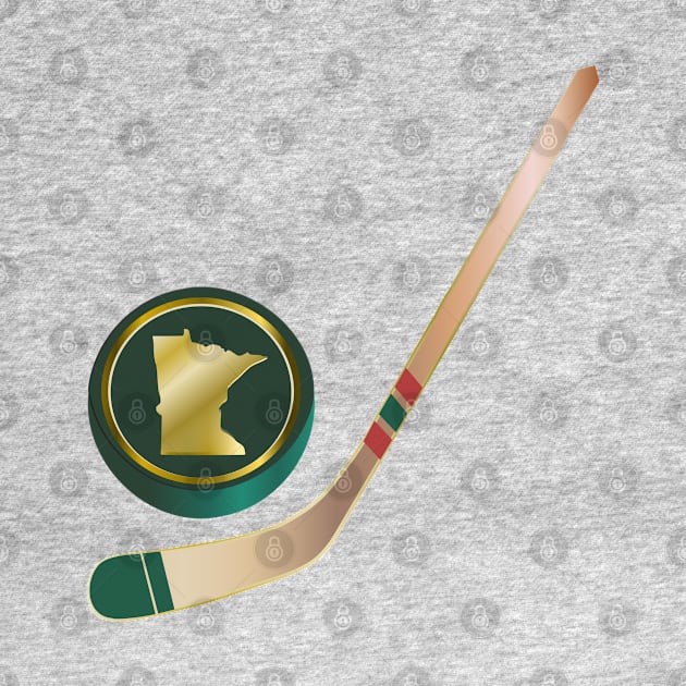 NHL - MN Wheat Tan stick Green Gold Puck by geodesyn